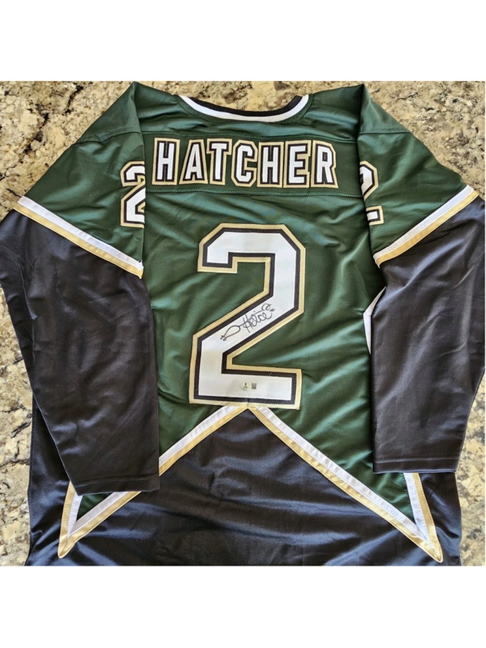 Derian Hatcher Signed Dallas Stars #2 Hockey Jersey XL Beckett COA Autographed
